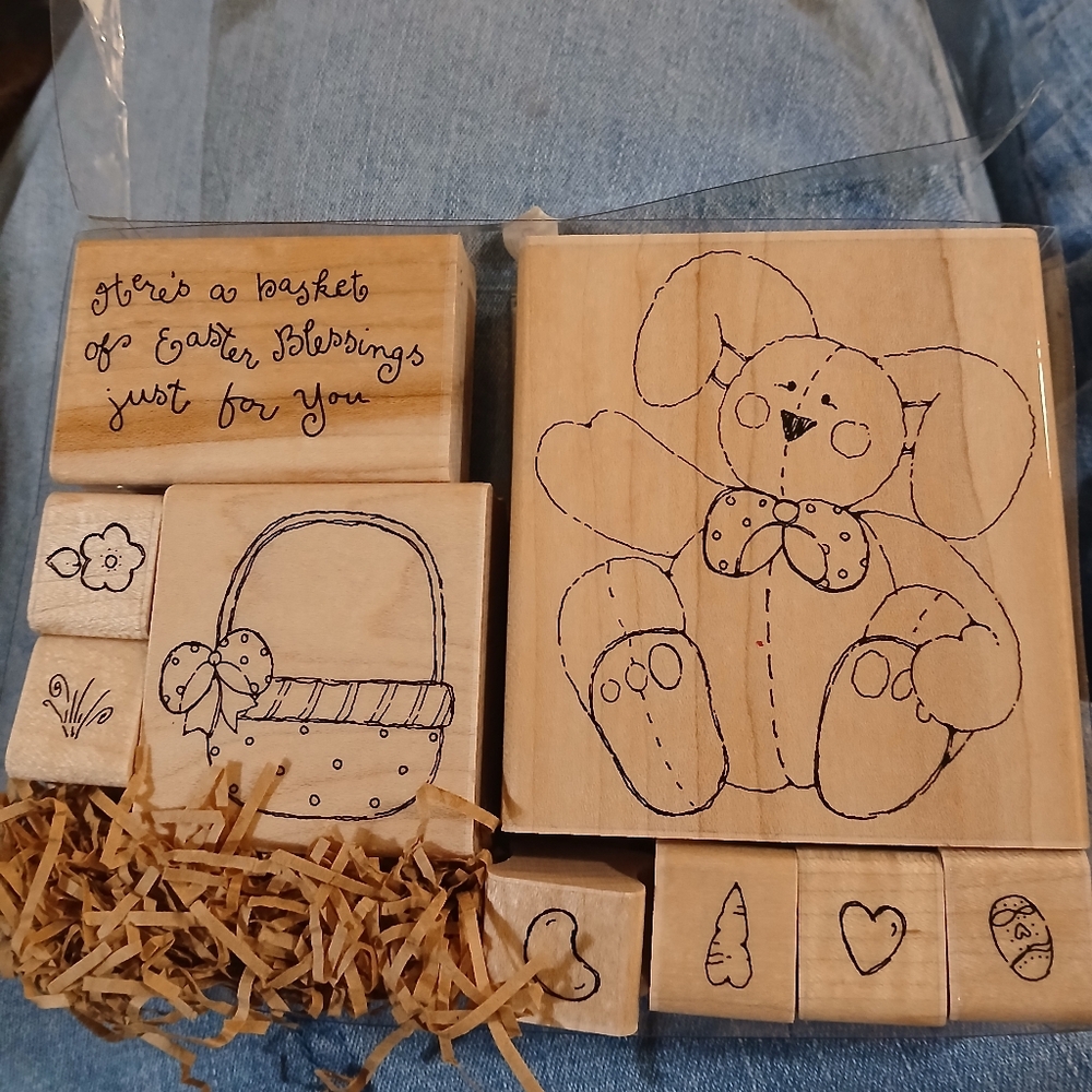 Close to My Heart Basket of Blessings Rubber Stamp Set 9 pc Bunny Rabbit Easter